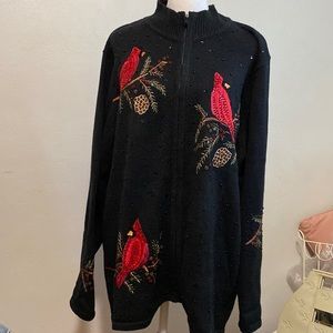 “Quacker Factory” Cardinal Christmas Sweater